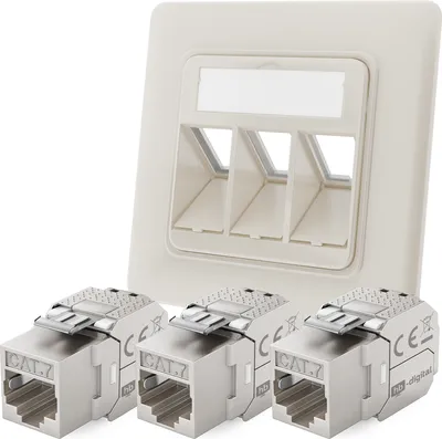 Produktbild von hb-digital Netzwerk Dose mit 3 x Keystone Modul CAT 7 Lan Steckdose RJ45 Unterputz RAL9010