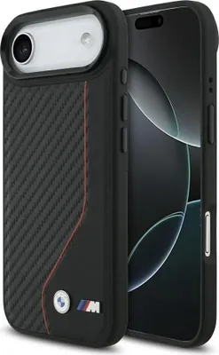 Produktbild von BMW case passend für IPHONE 17 Air kompatibel mit MagSafe BMHMP17M25PCCSCKR (PU Carbon Line & Logo) red