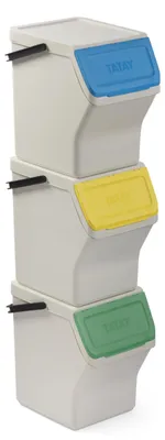 Imagen del producto de TATAY Sistema de separación de residuos Easy Waste, juego de 3 piezas. Juego de 3 contenedores de reciclaje