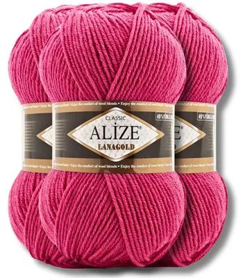 Image de Alize 3x 100g, fil Lanagold, couleur unie, idéal pour le crochet et le tricot (798)