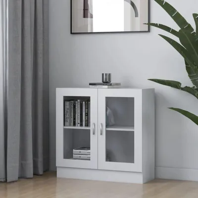 Immagine prodotto di Mobiletto vetrina, libreria, archivio, colore bianco, dimensioni 82,5 x 30,5 x 80 cm, materiale: truciolato