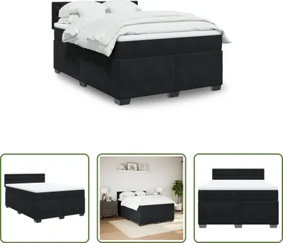 Produktbild von The Living Store Boxspringbett mit Matratze Schwarz 140x200 cm Samt
