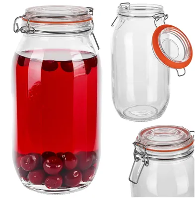 Produktbild von KADAX Einmachglas 2,2L mit Bügelverschluss, luftdichtes Bügelglas mit Gummidichtung und Deckel, Gurkenglas, großes Vorratsglas aus Glas, Fermentierglas