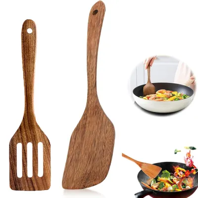 Produktbild von 2 Kochlöffel und Spachtel aus Holz – spülmaschinenfest, Spachtel und Kittmesser aus Holz