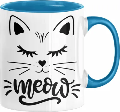 Produktbild von Katzen-Besitzerin Tasse Geschenk Meow Katze Geschenkidee Miau Katzen Mama  Kaffee-Becher (Blau)