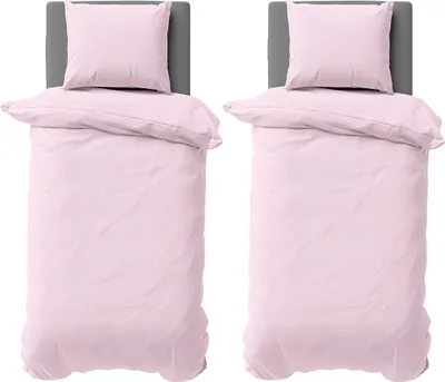 Produktbild von 4 teilige Uni Bettwäsche 135x200 cm Rosa Einfarbig Mikrofaser Bettbezug Garnitur Set