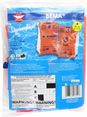 Bema Original vodné krídla, oranžové, veľkosť C, 60+kg/12+ rokov (1 pár)