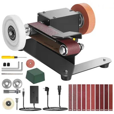 Image de Mini-ponceuse à bande - Ponceuse à bande de table - 800 W - 7 vitesses - Vitesse variable - Pour bois et métal - Affûtage de lames