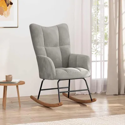 Image de vidaXL Fauteuil à bascule gris clair velours