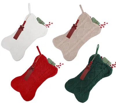 Productafbeelding van Set van 4 Gebreide Kerstkousen in Botvorm