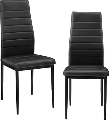 Produktbild von [en.casa]® 2er-Set Stühle schwarz Hochlehner Esszimmer Kunst-Leder Polster Stuhl