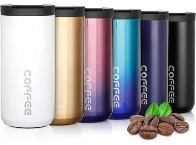 Produktbild von Thermobecher 350ml Edelstahl Weiß Isolierbecher Kaffeebecher to go mit Deckel