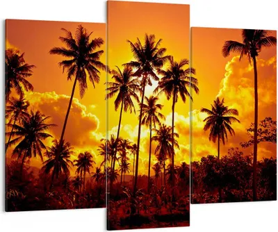 Produktbild von Bild auf Leinwand - Leinwandbild - Palmen Bäume Sonne - 130x100cm - Wand Bild - Wanddeko - Leinwanddruck - Bilder - Kunstdruck - Wanddekoration - Leinwand bilder - Wandkunst - CB130x100-0187