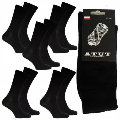 Image de Atut Chaussettes Homme Coton Noires Élégantes Taille 47-50