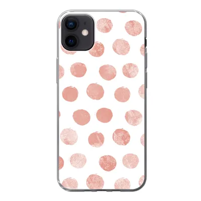 Produktbild von MuchoWow® Handyhülle Schutzhülle Hülle für iPhone 12 mini Polka dots - Rosa - Weiß Silikon Softcase Handy Hülle - Bild
