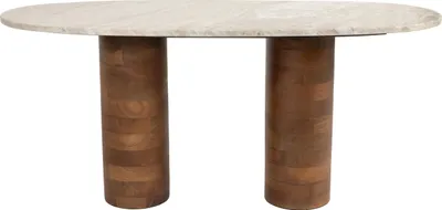 Produktbild von Housecraft Living Kouk Couchtisch 100x40 cm Marmor/ Holz Beige