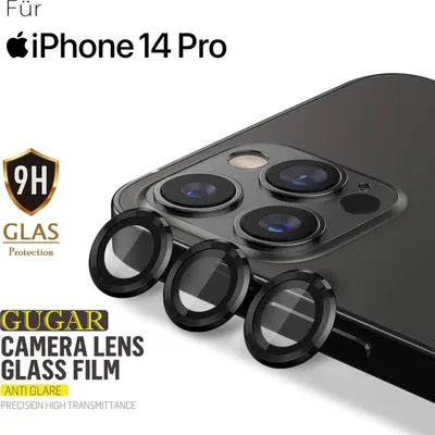 Produktbild von Für iPhone 14 Pro (6.1") - Hinten Kamera Schutzglas Schwarz Rahmen Panzerglas Linsenschutz Objektivglas Aluminium Linse mit Schutzglas