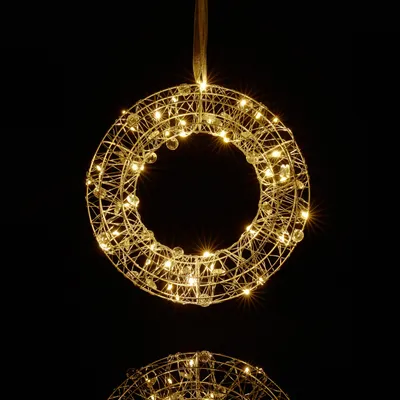 LED-Lichtkrans, Ø 25 cm, silber, mit warmweißen LEDs, batteriebetrieben