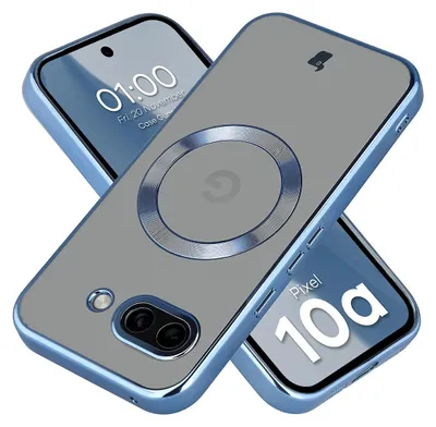 Produktbild von Handyhülle mit Kameraschutz und Magnetring für Google Pixel 10a, Bizon Case GuardO, Transparent-Blau