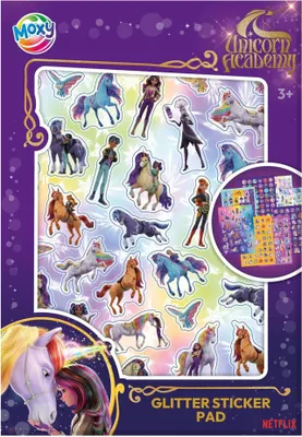 Produktbild von Unicorn Academy Glitter Stickerboek A5 - 8 Vellen