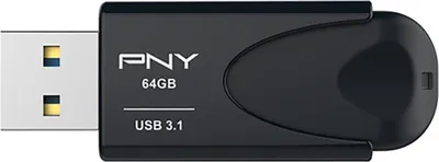 Produktbild von PNY Attaché 4, 64 GB, USB Typ-A, 3.2 Gen 1 (3.1 Gen 1), 80 MB/s, Ohne Deckel, Schwarz