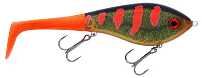 Imagen del producto de Westin Swim Tail: Señuelo tipo jerkbait con cola de goma, color: 3D Motoroil Blood, longitud/peso/flotabilidad: 12 cm / 68 g / Hundimiento
