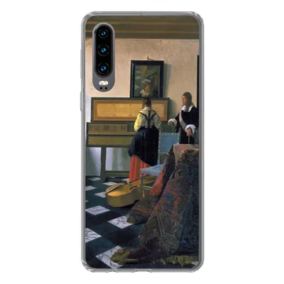 Produktbild von MuchoWow® Handyhülle Schutzhülle Hülle für Huawei P30 Die Musikstunde - Johannes Vermeer Silikon Softcase Handy Hülle - Kartenbesitzer