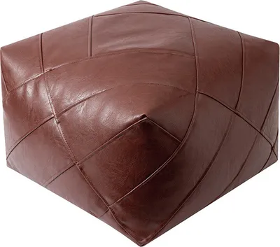 Image de （M 45*45*34cm，Rouge）Couverture de pouf en cuir rembourré, coussin repose-pied carré pour le sol
