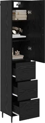 Obrázok produktu pre vidaXL Highboard čierny dubový vzhľad 34,5 x 34 x 180 cm materiál na báze dreva