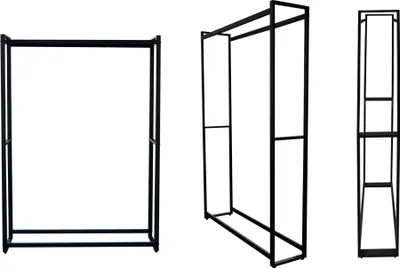 Produktbild von Montixx abstellbar H150xB65xT25cm Kaminholzregal Kaminholzständer Kaminholzhalter aus Metall schwarzpulver beschichtet Ständer