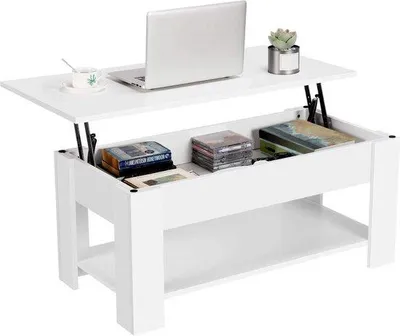 Produktbild von Famanu Salontisch höhenverstellbar mit Stauraum - Weiß