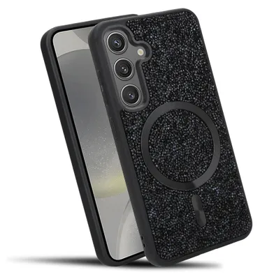 Produktbild von Cadorabo Hülle für Samsung Galaxy S25 Hülle Glitzer kompatibel mit MagSafe in SCHWARZ magnetische Handyhülle Sparkle Diamond für Samsung Galaxy S25 stoßfeste Diamant Crystal Schutzhülle mit Magnetkraft