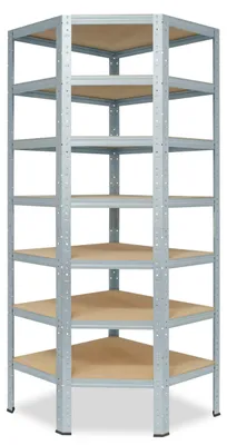 Image de shelfplaza HOME 230x70x45 cm Étagère d'angle en galvanisé avec 7 étagères et une capacité de charge de 125 kg par étagère