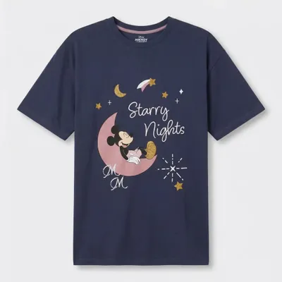 Produktbild von Disney Mickey Maus Damen kurzarm Schlafshirt 100% Baumwolle – Mehrfarbig / L