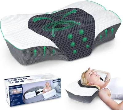 Obrázok produktu pre Ergonomický vankúš na krk 60 x 40 x 11/13 cm, pamäťová pena, pre spánok na bruchu