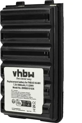 Produktbild von vhbw Akku kompatibel mit Yaesu Vertex VX-120, VX-110, FT-60E, FT60R, VX120, FT-60R, VX110, VX-127 Funkgerät, Walkie Talkie (1600 mAh, 7,2 V, NiMH)