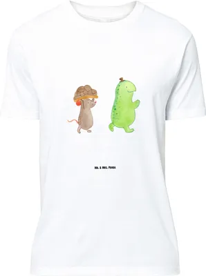Produktbild von Mr. & Mrs. Panda T-Shirt Schildkröte Maus - Weiß - Geschenk, Shirt, Beste Freunde, Statementshirt, Hilfe, oberteil, Tshirt, S