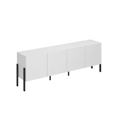 Produktbild von TV-Möbel Bérénice mit 4 Türen, Mattweiß und Schwarz, 204cm