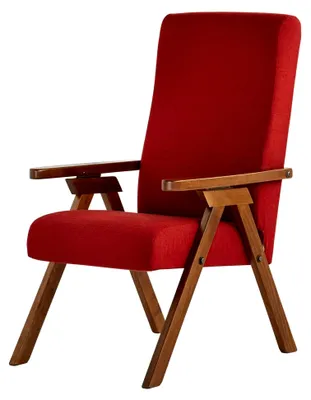 Produktbild von Sessel aus Holz Fiammta SRL Relax Liegestuhl Stoff Bordeaux abnehmbar