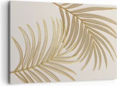 Produktbild von Bild auf Leinwand - Leinwandbild - Einteilig - Golden Blätter Palmen - 100x70cm - Wand Bild - Wanddeko - Wandbilder - Leinwanddruck - Bilder - Wanddekoration - Leinwand bilder - AA100x70-4738