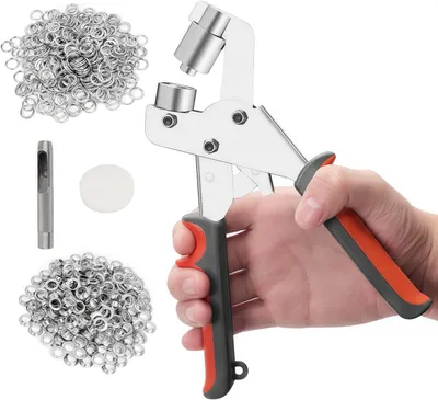 Produktbild von Ösenzangen-Set, Lochzange Set mit 500 Ösen für Leder und Karton - Innendurchmesser 10 mm
