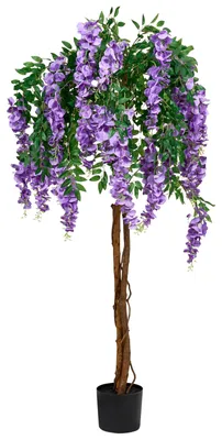 Produktbild von BELIANI Kunstpflanze Grün u. Lila Kunststoff 150 cm Blauregen Künstliche Pflanze Zimmerpflanze im Topf für Badezimmer Wohnzimmer Schlafzimmer Indoor