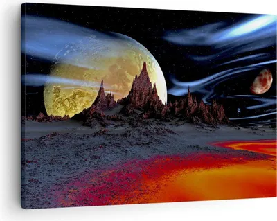Produktbild von Bild auf Leinwand - Leinwandbild - Planeten Mond Universum - 70x50cm - Wand Bild - Wanddeko - Leinwanddruck - Bilder - Kunstdruck - Wanddekoration - Leinwand bilder - Wandkunst - AA70x50-2346