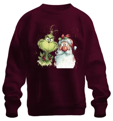 Immagine prodotto di Grinch Father Christmas divertente regalo di Natale vintage unisex felpa pullover, Borgogna, S