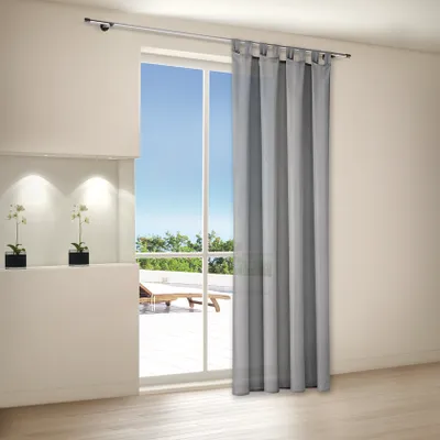 Produktbild von Schlaufenvorhang "Hawaii" halbtransparent, leicht, Lichtdurchlässig für Gardinenstangen in grau 140cm x 235cm