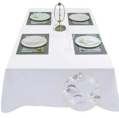 Obrázek produktu pro Obdélníková ubrus, odolná proti skvrnám, voděodolná, 300 x 145 cm, bílá