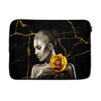 Produktbild von MuchoWow® Laptop Hülle 13 Zoll Frauen - Rosen - Gold - Marmor Laptoptasche - Laptophülle - Sleeve - Rundumschutz