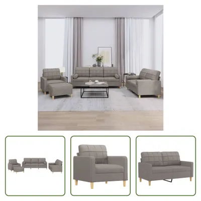 Produktbild von The Living Store 4-tlg. Sofagarnitur mit Kissen Taupe Stoff