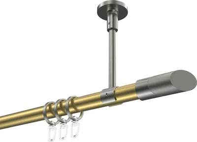 Produktbild von Interdeco Gardinenstange / Vorhangstange Messing-Optik / Edelstahl-Optik, Typ Sonette Verano (Schräge Bicolor) Deckenmontage, 20 mm Ø 1-läufig, 240 cm