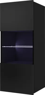 Produktbild von Moderne Wohnwand CALABRINI-1 Wohnzimmer-Set Hängewohnwand Schrankwand mit LED-Beleuchtung Hochglanz TV-Schrank Anbauwand (Schwarz)